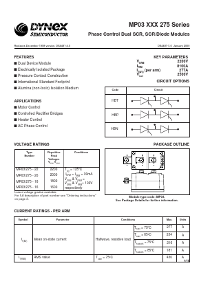 MP03/275-20 Datasheet PDF Dynex Semiconductor