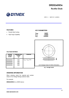 DRD5240W34 Datasheet PDF Dynex Semiconductor