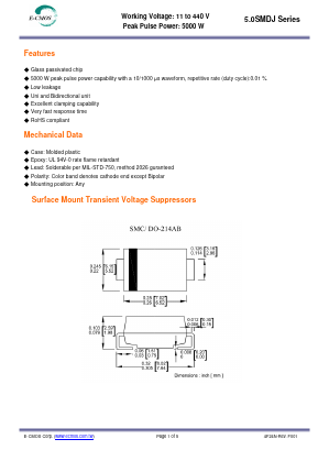 5.0SMDJ170C Datasheet PDF E-CMOS Corporation