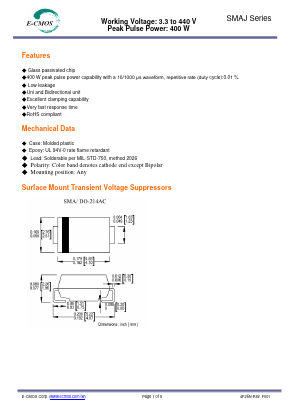 SMAJ70CA Datasheet PDF E-CMOS Corporation