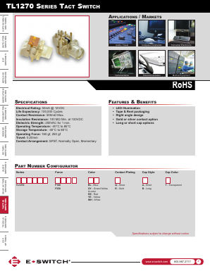 TL1270F160YERBT Datasheet PDF E-SWITCH