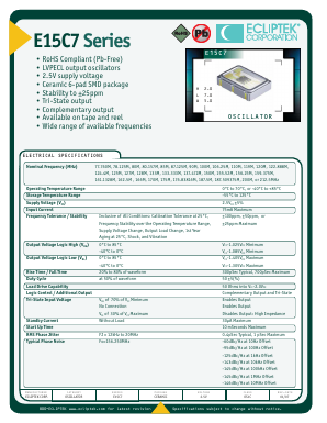 E15C7G2F-155.520M Datasheet PDF Ecliptek Corporation