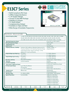 E13C7 Datasheet PDF Ecliptek Corporation