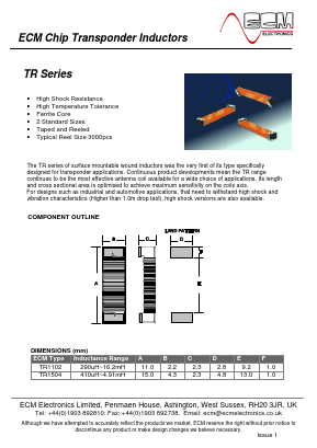 TR1102T-602J Datasheet PDF ECM Electronics Limited.