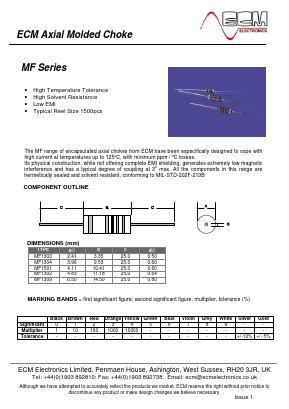 MF1309T-102 Datasheet PDF ECM Electronics Limited.