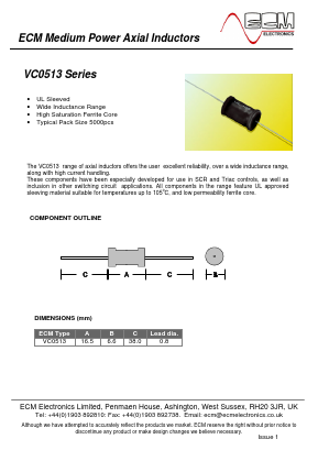 VC0513-560 Datasheet PDF ECM Electronics Limited.