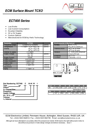 ECT400Z19.44WI Datasheet PDF ECM Electronics Limited.