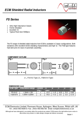 FS1012-503 Datasheet PDF ECM Electronics Limited.