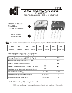 10PH80 Datasheet PDF Electronic devices inc.