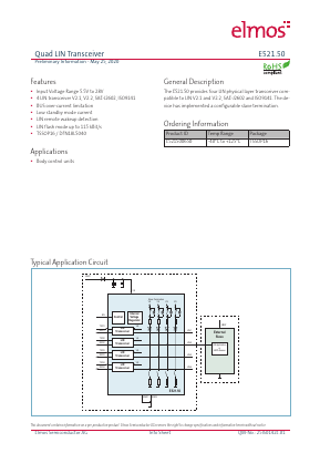 E521.50 Datasheet PDF ELMOS Semiconductor AG