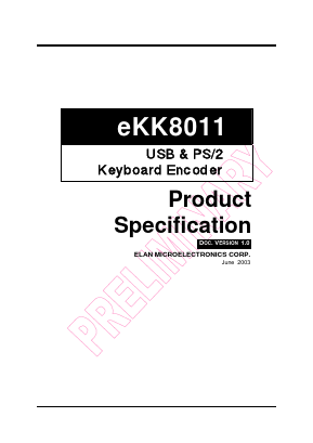 EKK8011 Datasheet PDF ELAN Microelectronics