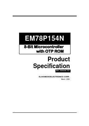EM78P154N Datasheet PDF ELAN Microelectronics
