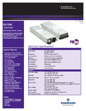 DS1200-3-002 Datasheet PDF Emerson Network Power