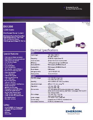 DS1200-3-004 Datasheet PDF Emerson Network Power