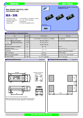 MA-306 Datasheet PDF Epson ToYoCom