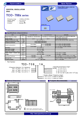 TCO-7086D1A Datasheet PDF Epson ToYoCom