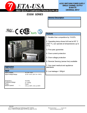ESS50-15 Datasheet PDF ETA-USA