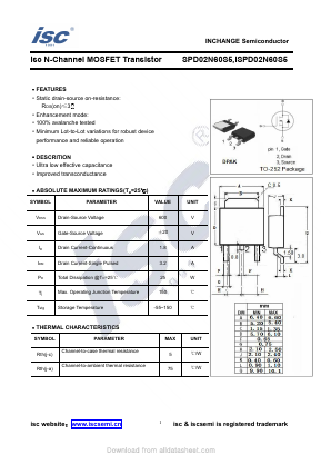 SPD02N60S5 Datasheet PDF Inchange Semiconductor