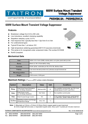 P6SMB6.8CA Datasheet PDF ETC
