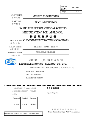 TEA222M1HBK-1840P Datasheet PDF ETC