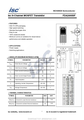 FDA24N50F Datasheet PDF ETC