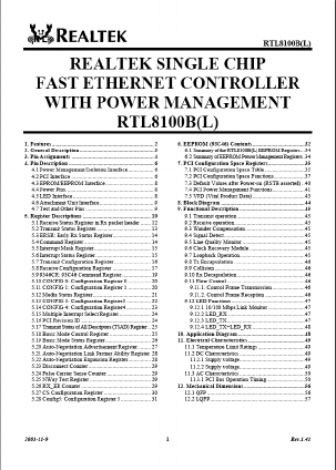 RTL8139BL Datasheet PDF ETC1