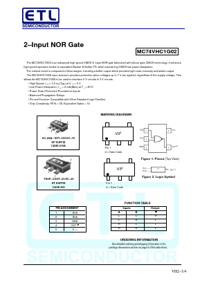 MC74VHC1G02 Datasheet PDF E-Tech Electronics LTD