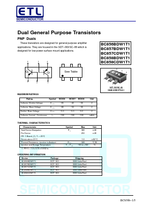 BC856BDW1T1 Datasheet PDF E-Tech Electronics LTD