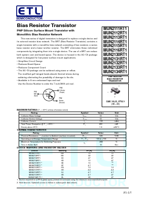 MUN2130RT1 Datasheet PDF E-Tech Electronics LTD