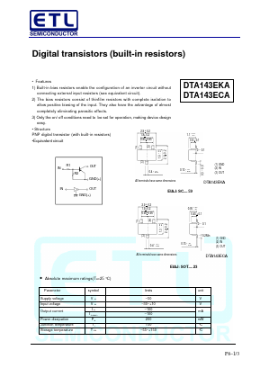 DTA143ECA Datasheet PDF E-Tech Electronics LTD