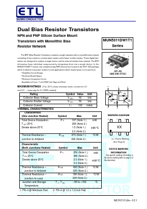 MUN5330DW1T1 Datasheet PDF E-Tech Electronics LTD