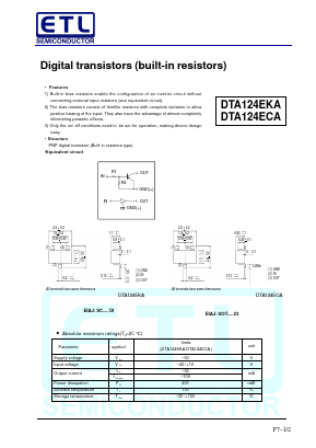 DTA124EKA Datasheet PDF E-Tech Electronics LTD