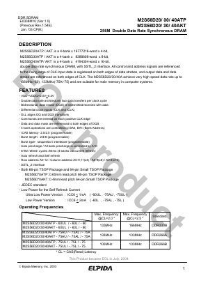 M2S56D20AKP-60UL Datasheet PDF Elpida Memory, Inc