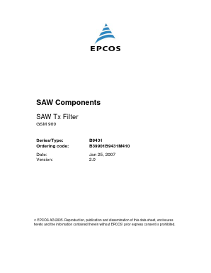 B9431 Datasheet PDF EPCOS AG