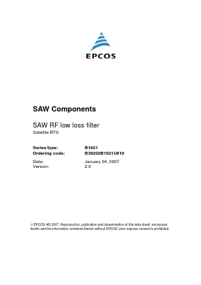 B1621 Datasheet PDF EPCOS AG