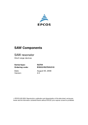 R2704 Datasheet PDF EPCOS AG