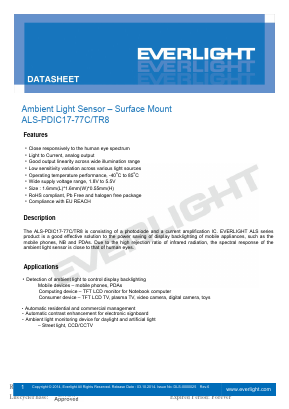 ALS-PDIC17-77C-TR8 Datasheet PDF EVERLIGHT