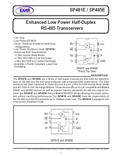 SP485E Datasheet PDF Exar Corporation