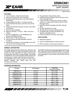 XR88C681N/40 Datasheet PDF Exar Corporation