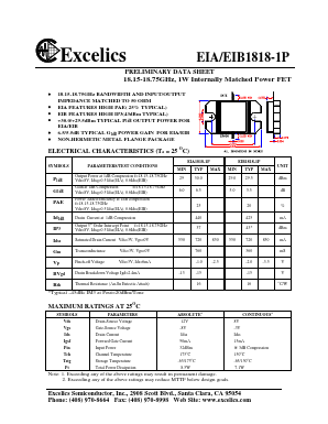 EIA1818-1P Datasheet PDF Excelics Semiconductor, Inc.