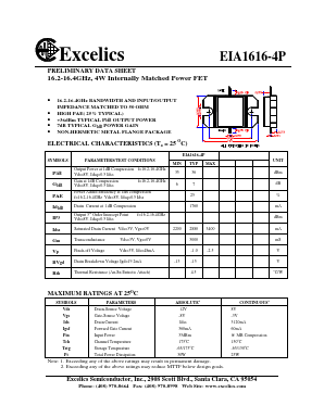 EIA1616-4P Datasheet PDF Excelics Semiconductor, Inc.