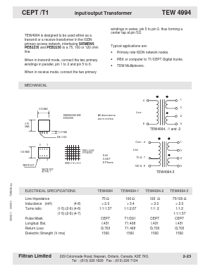 TEW4994 Datasheet PDF Filtran LTD