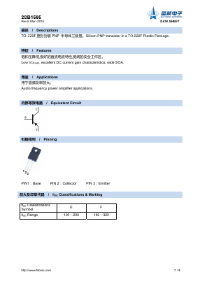 2SB1565 Datasheet PDF Foshan Blue Rocket Electronics Co.,Ltd.