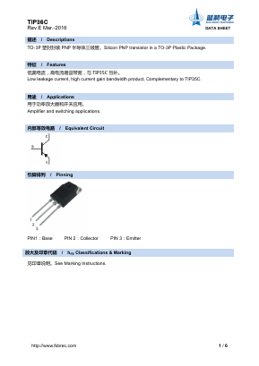 TIP36C Datasheet PDF Foshan Blue Rocket Electronics Co.,Ltd.