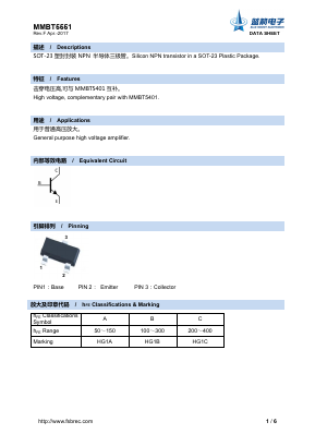 MMBT5551 Datasheet PDF Foshan Blue Rocket Electronics Co.,Ltd.