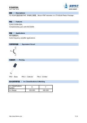 KSA928A Datasheet PDF Foshan Blue Rocket Electronics Co.,Ltd.