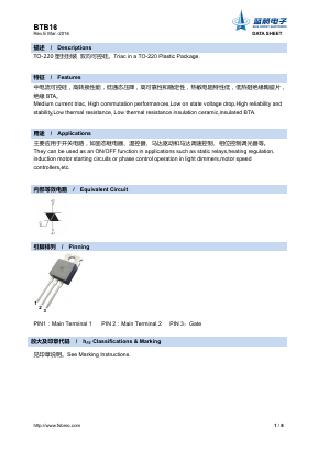 BTB16 Datasheet PDF Foshan Blue Rocket Electronics Co.,Ltd.
