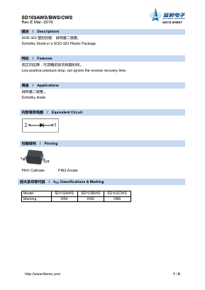 SD103CWS Datasheet PDF Foshan Blue Rocket Electronics Co.,Ltd.