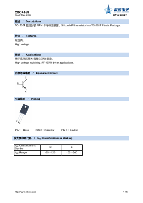 2SC4159 Datasheet PDF Foshan Blue Rocket Electronics Co.,Ltd.