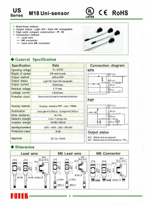 UR-30P Datasheet PDF FOTEK CONTROLS CO., LTD.